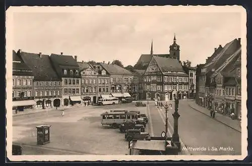 AK Mittweida, Marktplatz, Hotel Sächsischer Hof & Burgkeller