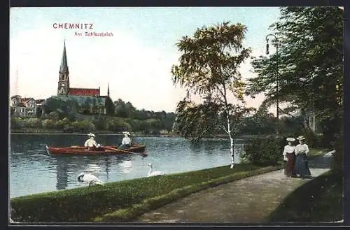 AK Chemnitz, Partie am Schlossteich mit Ruderboot