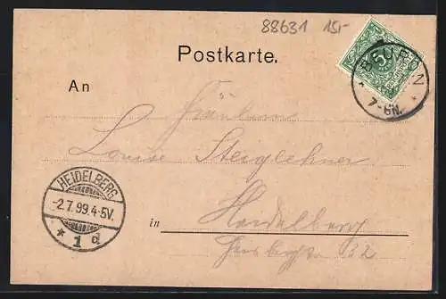 AK Beuron, Ortsansicht mit Vers