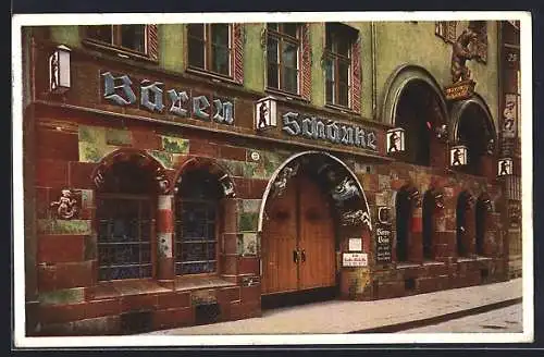 AK Dresden, Gasthaus Bärenschänke, Aussansicht kunstkeramischer Schmuck
