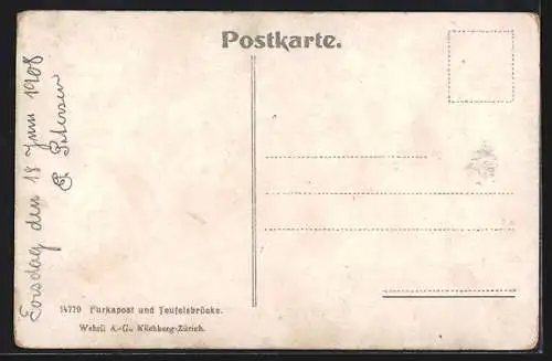 AK Postkutsche der Furkapost an der Teufelsbrücke