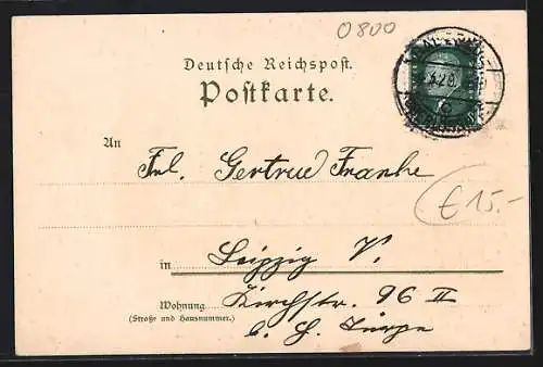 Lithographie Dresden, Hofoper, Kath. Hofkirche, Schlossturm, Zwingerteich