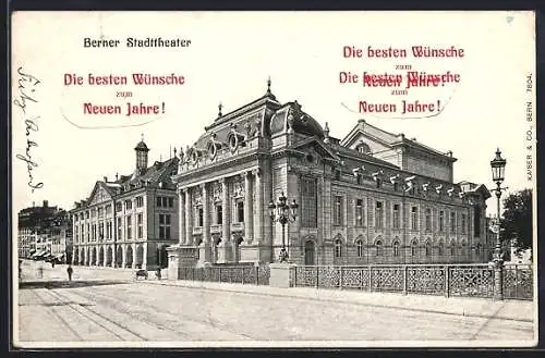 AK Bern, Strasse mit Stadttheater