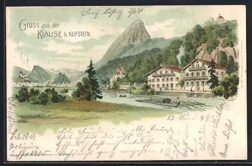 Lithographie Kufstein, Gasthaus-Pension zur Klause