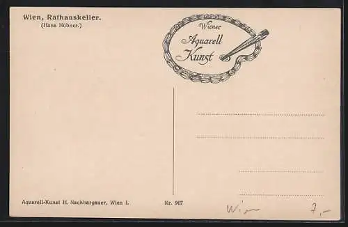 Künstler-AK Wien, Restaurant Rathauskeller, Innenansicht