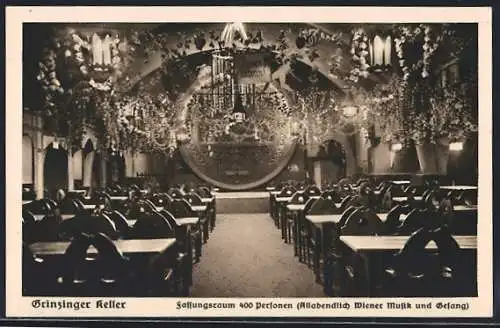 AK Wien, Restaurant Wiener Rathauskeller, Etablissement Grinzinger Keller, Musiksaal
