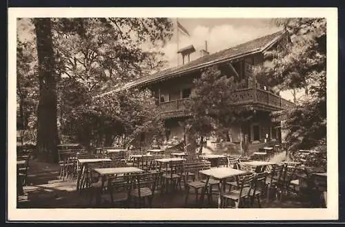 AK Wien XIII, Schönbrunn, Cafe-Restaurant Tirolergarten rechts von der Gloriette