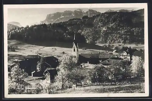 AK Schwarzenberg /Vorarlberg, Teilansicht mit Blick zum Canisfluh