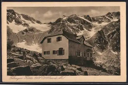 AK Tübinger Hütte, Berghütte mit Panorama