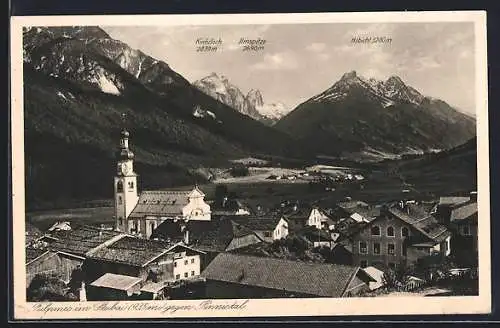 AK Fulpmes, Blick über die Dächer gegen das Pinnistal