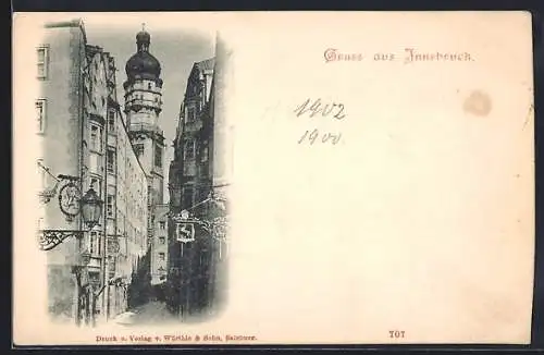 AK Innsbruck, Strassenpartie mit Gasthäusern