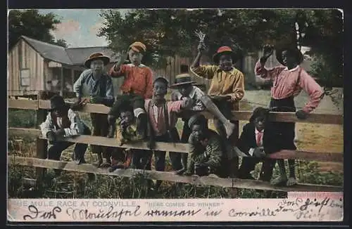 AK The mule race at Coonville, afrikanische Volkstypen