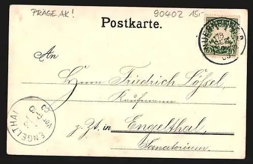 Passepartout-Lithographie Nürnberg, Teilansicht im Hopfenblatt