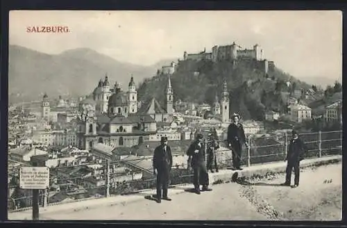 AK Salzburg, Ortsansicht mit Burg