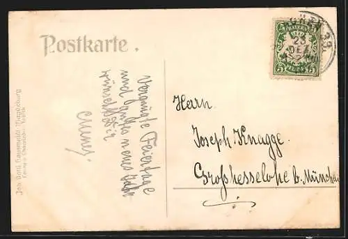 Künstler-AK Wildschweine auf der Flucht am Abend