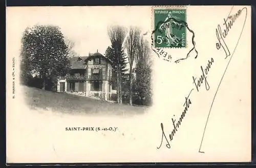 AK Saint-Prix, Maison entourée d`arbres et pelouse verdoyante