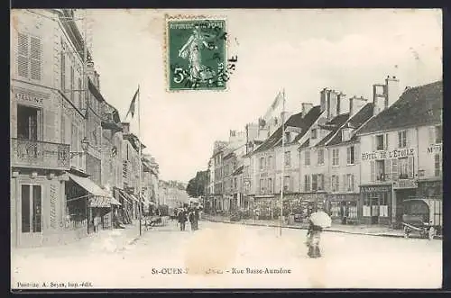 AK Saint-Ouen-l`Aumône, Rue Basse-Aumône animée avec passants et commerces