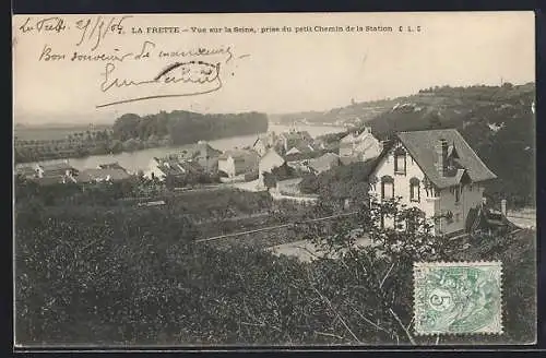 AK La Frette, Vue sur la Seine, prise du petit Chemin de la Station