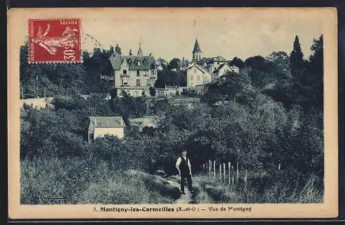 AK Montigny-les-Cormeilles, Vue de Montigny avec maison et homme sur le chemin