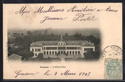 AK Gonesse, L`Hôtel-Dieu avec paysage environnant