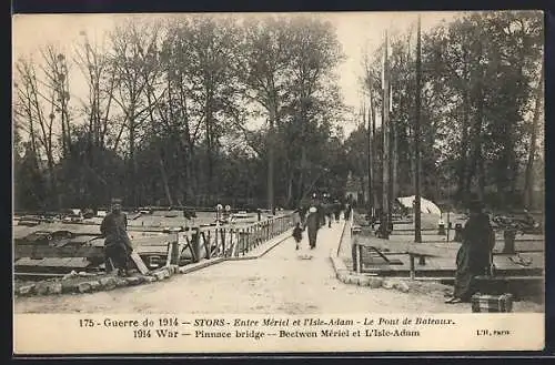 AK Stors, Guerre de 1914, Le Pont de Bateaux entre Mériel et l`Isle-Adam