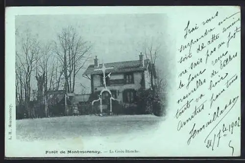 Mondschein-AK Montmorency, La Croix-Blanche dans la Forêt de Montmorency