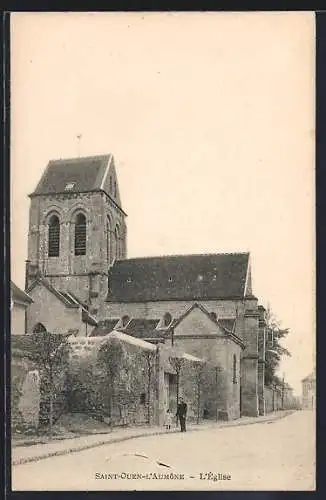 AK Saint-Ouen-l`Aumône, L`église vue de la rue principale