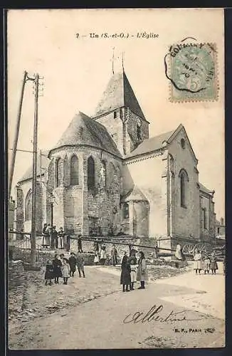 AK Us, L`église et scène de rue animée