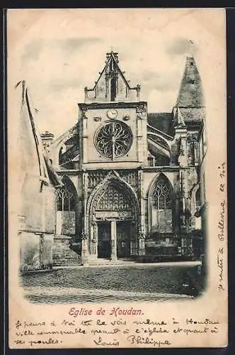 AK Houdan, Église de Houdan avec sa facade gothique