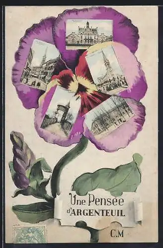 AK Argenteuil, Une Pensée d`Argenteuil avec vues de lieux emblématiques