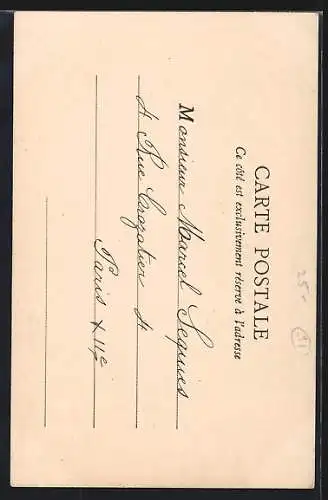 AK Montlhéry, Église avec horloge et passants devant l`entrée