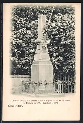 AK L`Isle-Adam, Obélisque en mémoire des citoyens morts en 1870