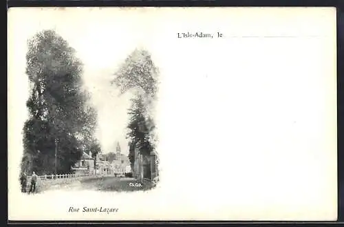 AK L`Isle-Adam, Rue Saint-Lazare avec arbres et clôtures