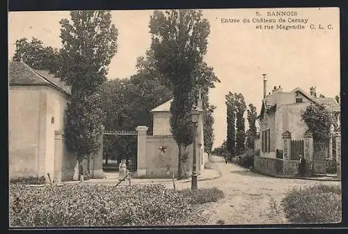 AK Sannois, Entrée du Château de Cernay et rue Magendie