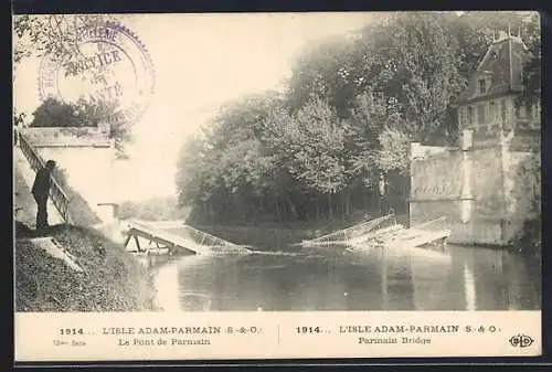 AK L`Isle-Adam, Le Pont de Parmain effondré sur la rivière