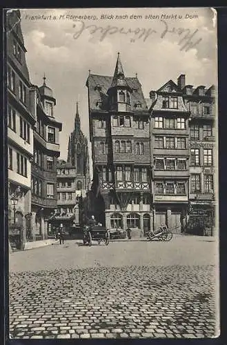 AK Alt-Frankfurt, Römerberg, Blick auf den alten Markt und Dom