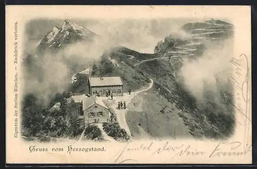 Künstler-AK Ernst Platz: Herzogstand, Blick von oben