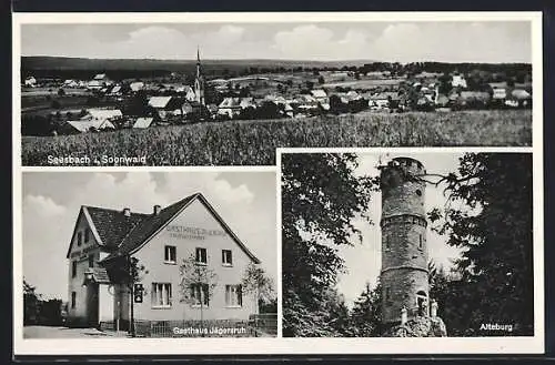 AK Seesbach, Gesamtansicht mit Alteburg und Gasthaus Jägersruh