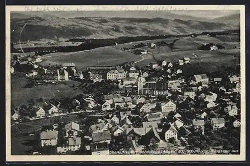 AK Scheidegg, Partie mit Privatpension Schweizerhaus, Fliegeraufnahme