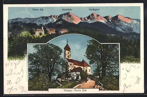 Künstler-AK Eugen Felle: Maria-Eck, Kloster und Landschaftspanorama