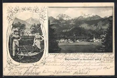 AK Bayrischzell, Totalansicht mit Wendelstein