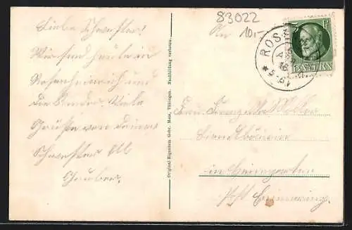 AK Rosenheim / Bayern, Teilansicht mit Kirche