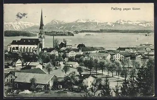 AK Palling, Teilansicht mit Kirche gegen Süden