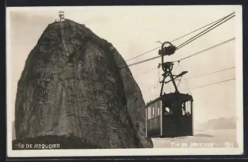 Lithographie Rio de Janeiro, Pao de Assucar, Seilbahn