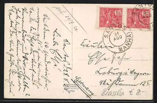 Lithographie Rio de Janeiro, Pao de Assucar, Seilbahn