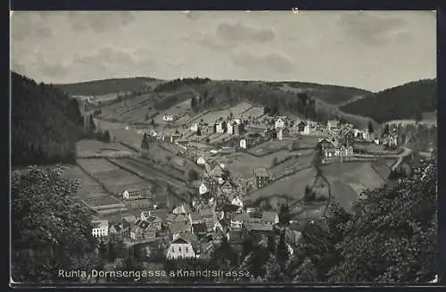 AK Ruhla, Dornsengasse und Knandtstrasse aus der Vogelschau