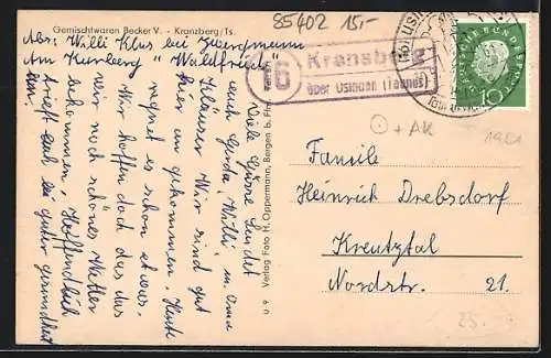 AK Kranzberg /Taunus, Gemischtwaren von Becker V., Ortsansicht