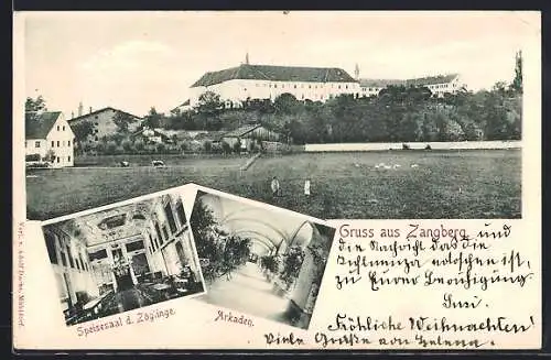 AK Zangberg, Blick zum Kloster, Arkaden, Speisesaal der Zöglinge