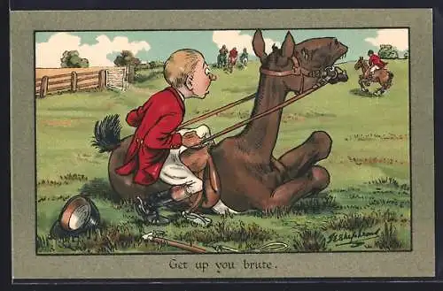 Künstler-AK George Edward Shepheard: Pferd liegt am Boden, Get up you brute