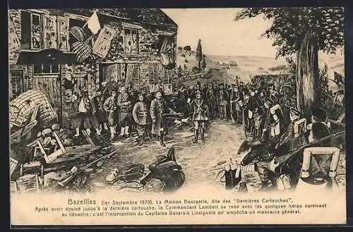 Künstler-AK Bazeilles, La Maison Bourgerie, dite des Dernieres Cartouches